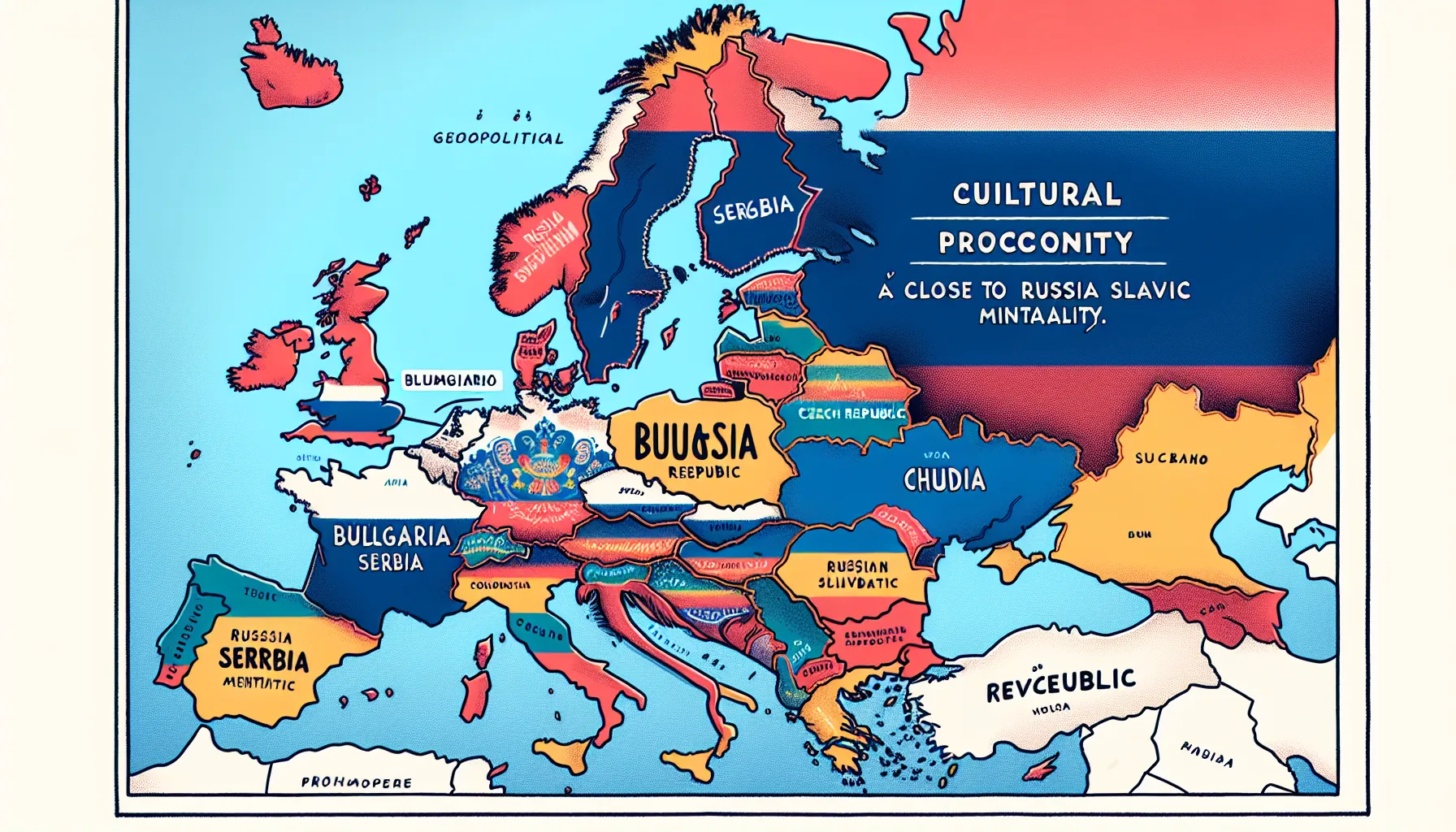 Carte des pays européens proches de la mentalité slave et russe