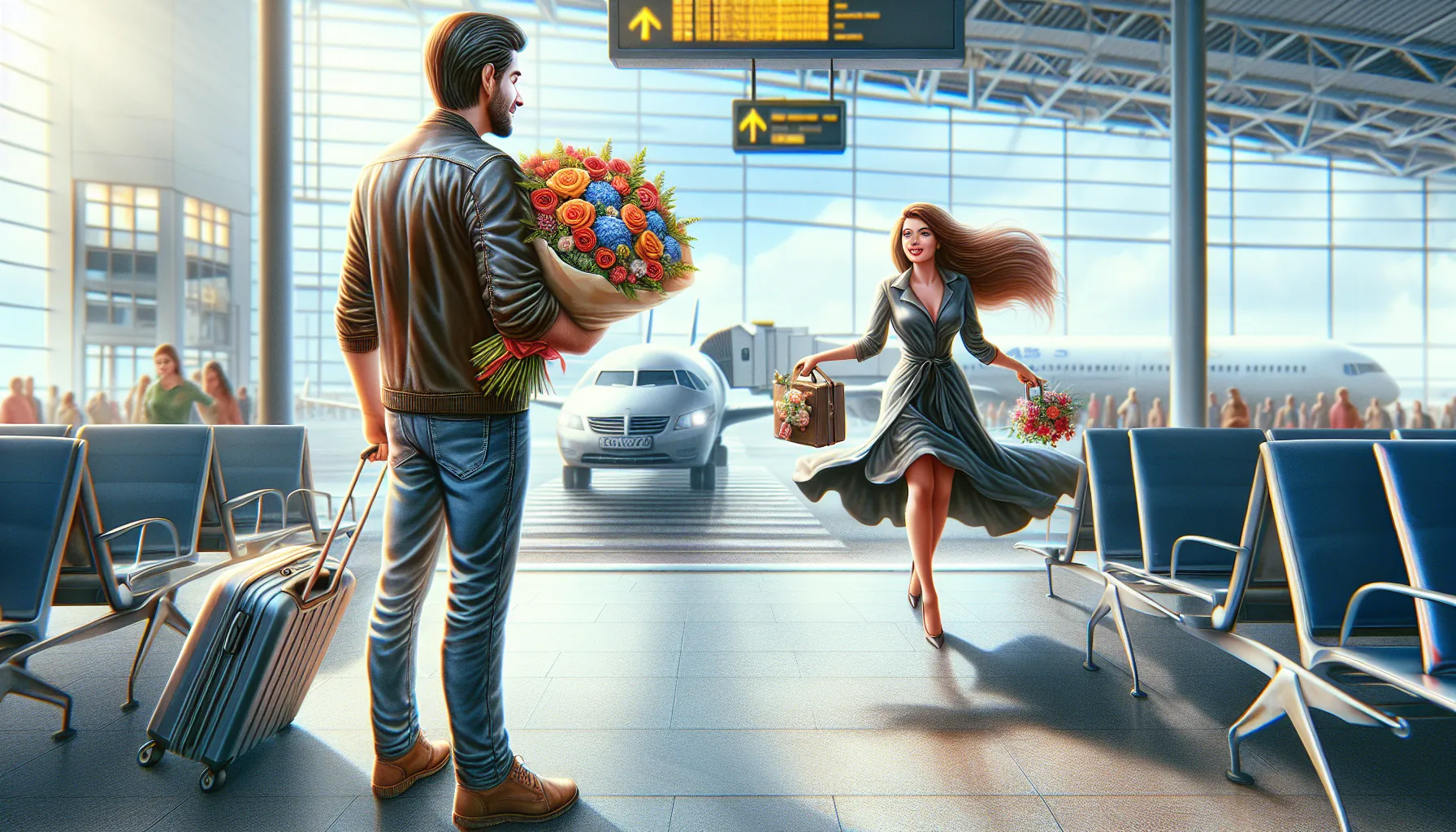 Retrouvailles emouvantes entre un homme europeen et une femme russe a l